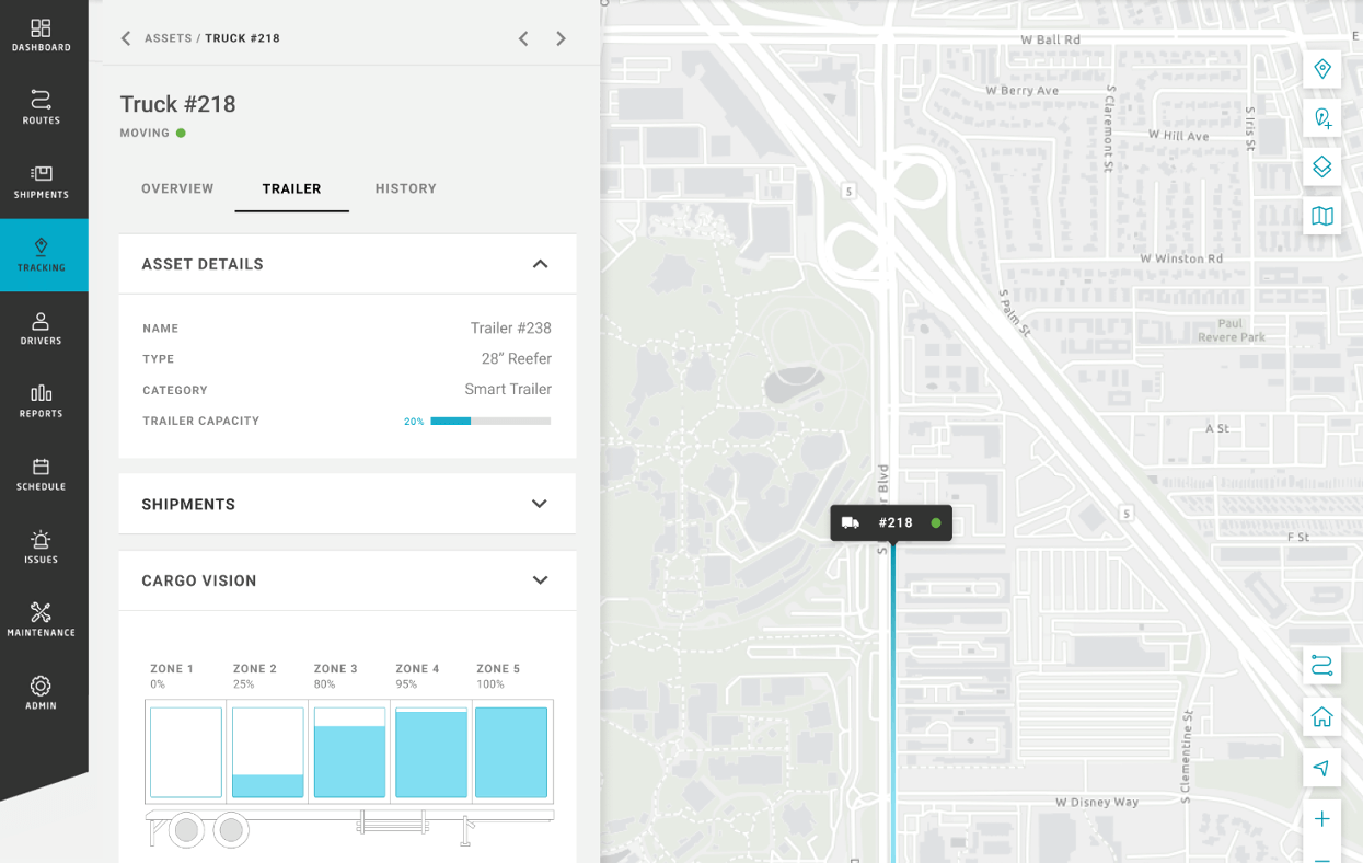 Tracking trailer capacity with cargo sensors