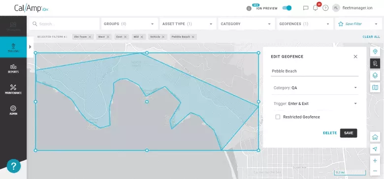 Geofencing in CalAmp